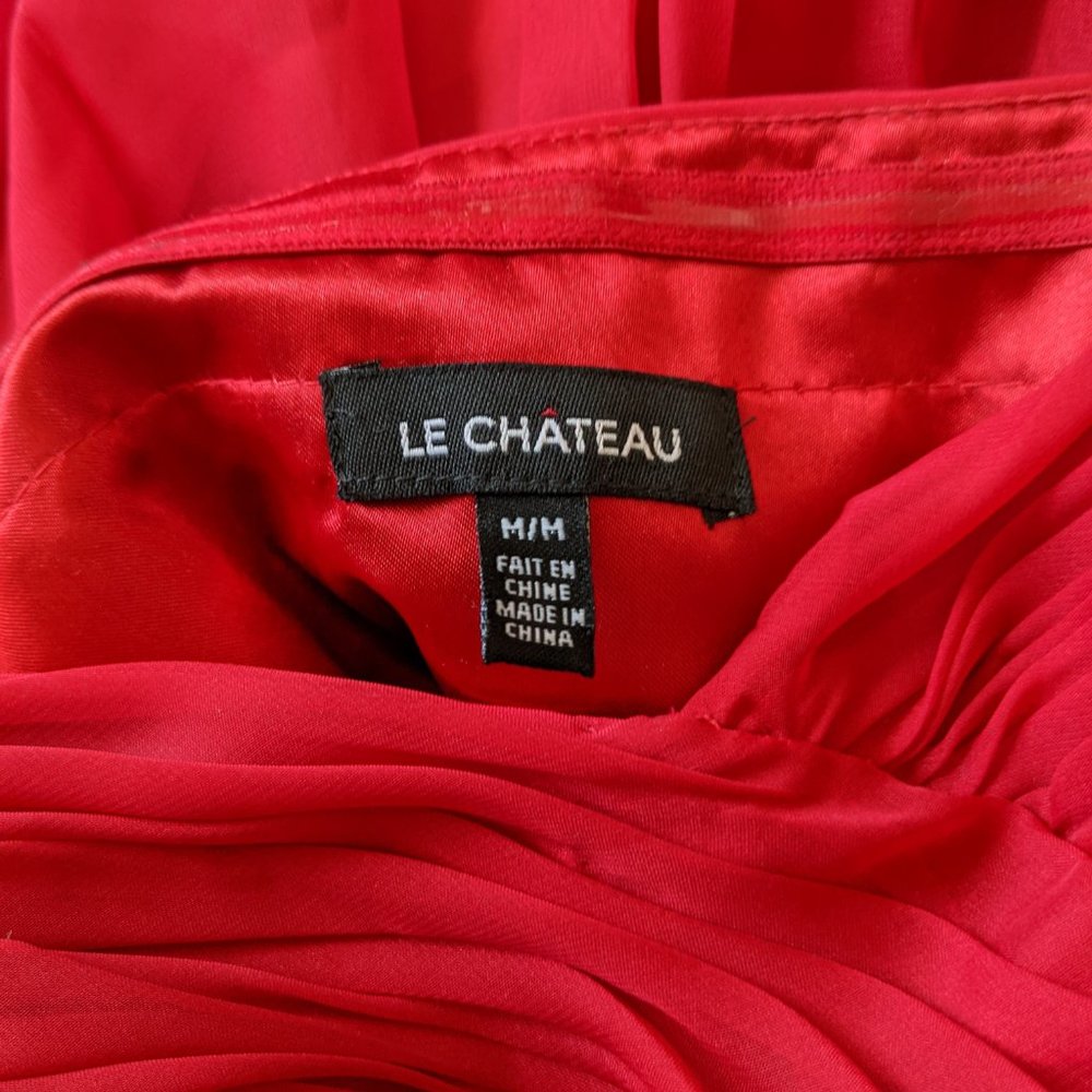 Le Chateau Strapless Chiffon Dress, Red, Size M - Picture 4 of 8